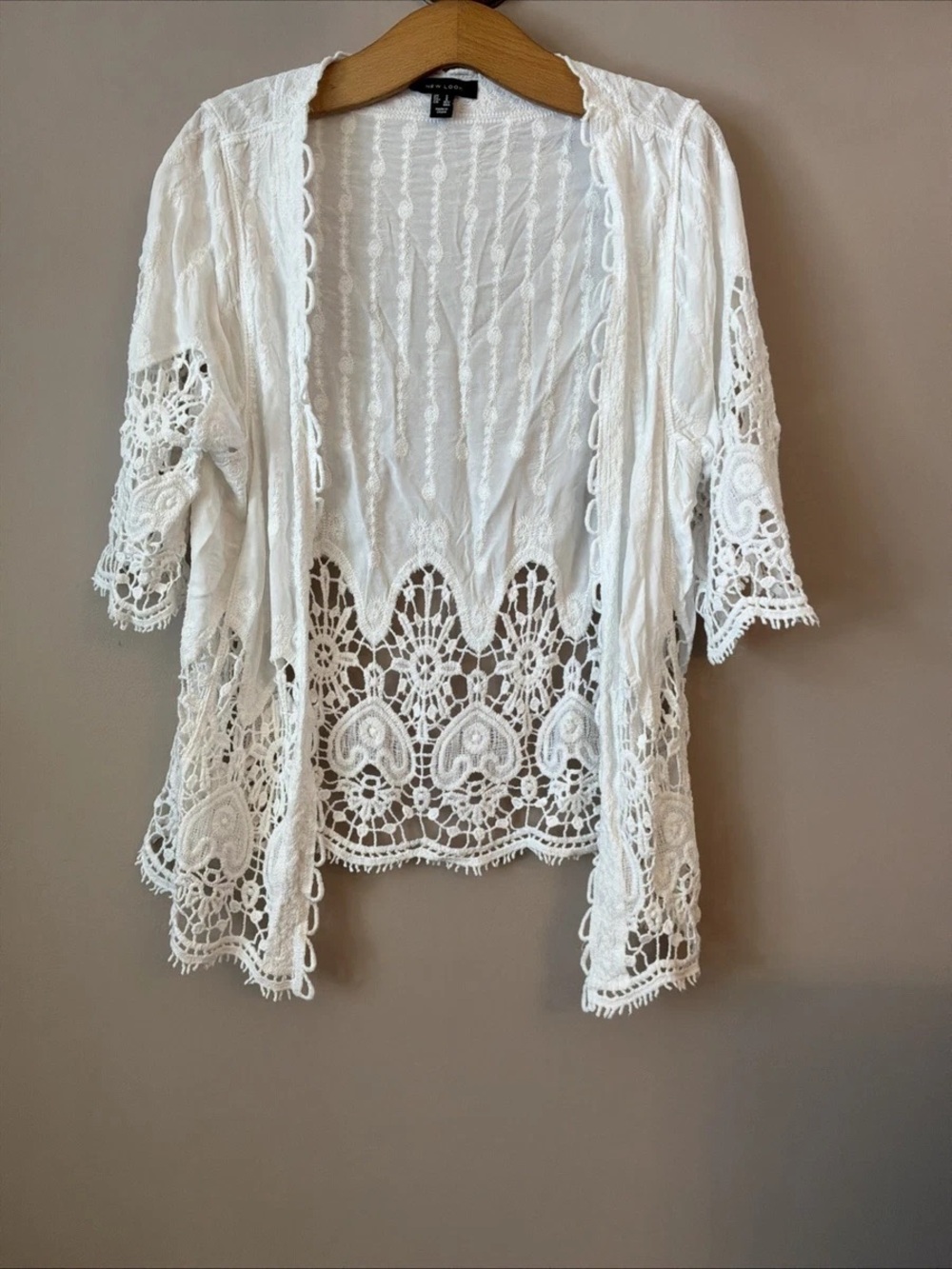 Solitaire White Embroidered Sheer Cover-Up
